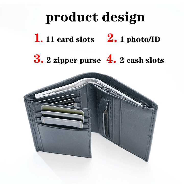 Genuine Leather RFID Wallet With Coin Purse And Card Holder 3