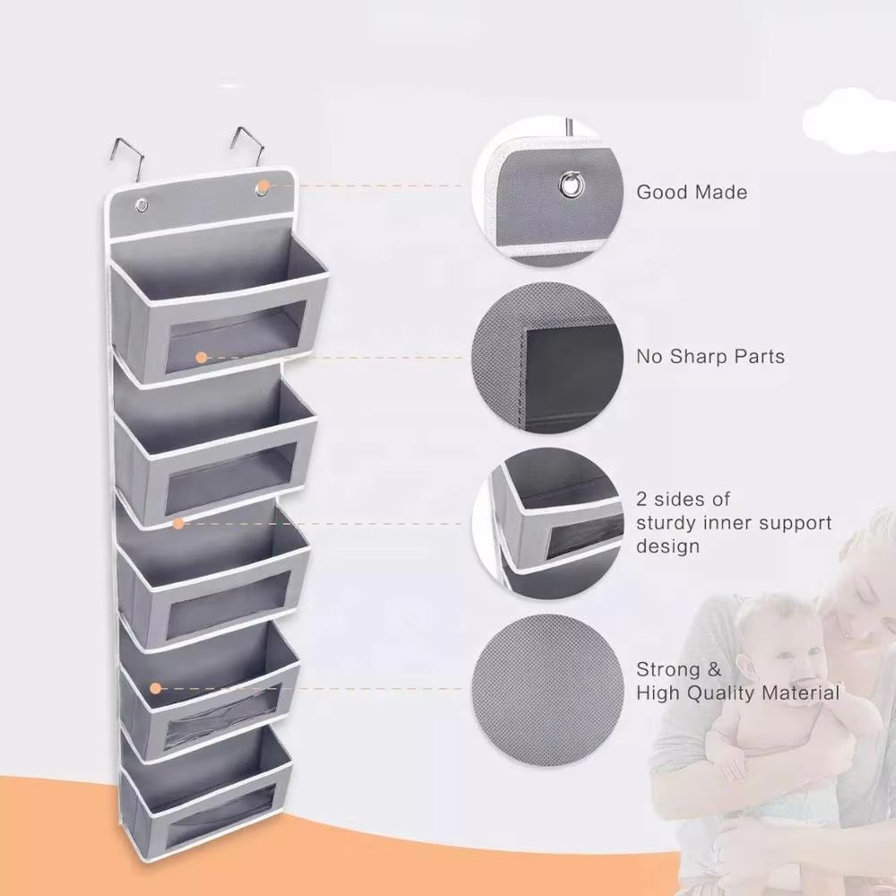 5Shelf Hanging Storage Organizer  Behind Door Space Saver With Large Pockets For Bedroom Bathroom   4