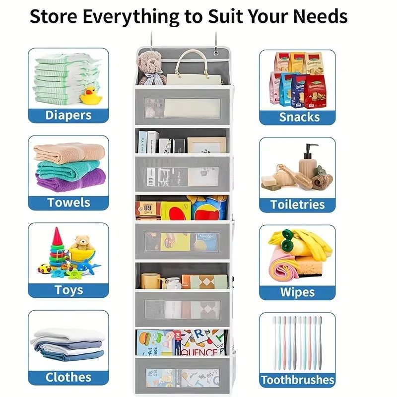 5Shelf Hanging Storage Organizer  Behind Door Space Saver With Large Pockets For Bedroom Bathroom   5