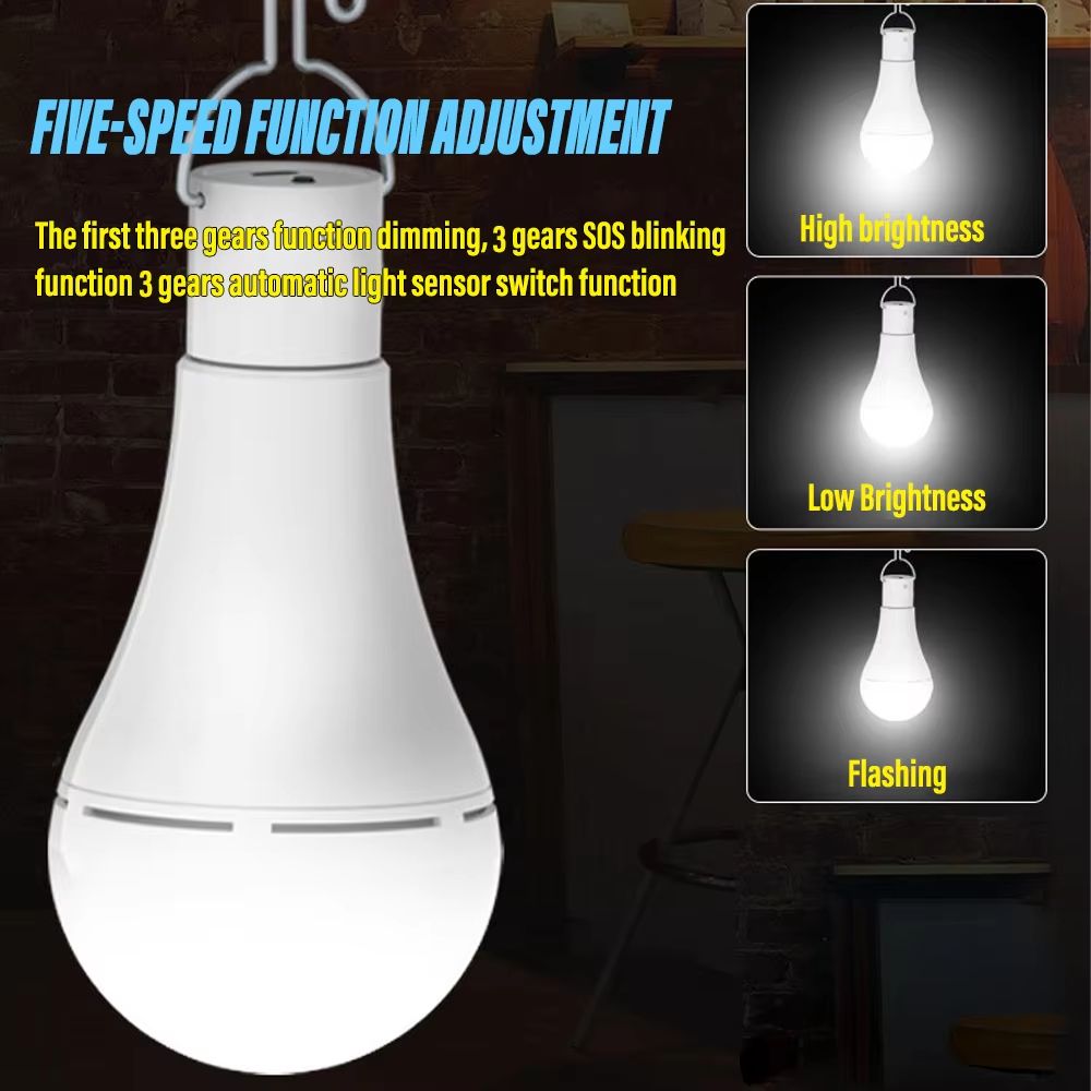 Portable LED Solar Lamp Bulb  Outdoor Waterproof Hanging Light For Camping Hiking Fishing  Emergenc 1