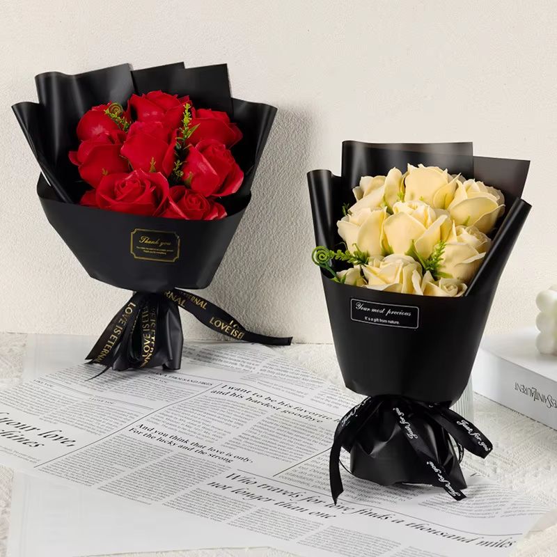 9Head Soap Flower Rose Bouquet  Artificial Roses For Weddings Birthdays Valentines Day  Home Decora 5