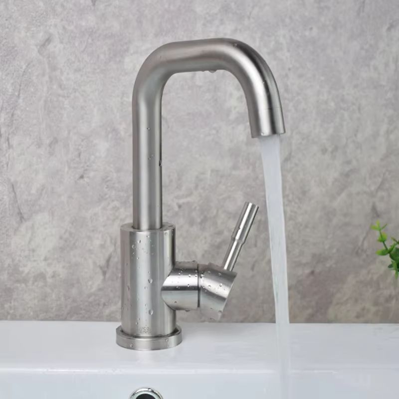 304 Stainless Steel Bathroom Basin Faucet – 360° Rotating Hot and Cold Mixer Tap with Single Handle