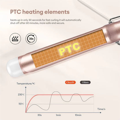 CkeyiN Professional Ceramic Hair Curler  32mm  38mm Curling Iron With Adjustable Temperature For Lo 2