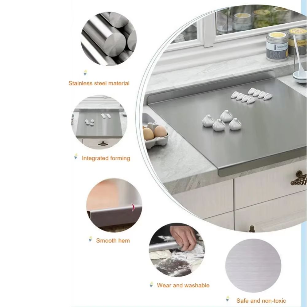 Large Stainless Steel Chopping Board  Double Panel Multifunctional Kitchen Cutting And Baking Board 5