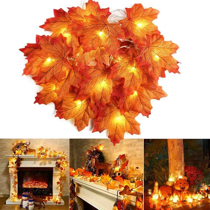 LED Maple Leaf String Lights – 2M/3M/6M Artificial Leaf Garland Lantern for Christmas, Halloween & Home Party Decor