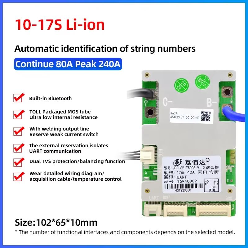 JBD Smart BMS With BuiltIn Bluetooth  Lithium Battery Protection Board 7S17S For 24V 36V 48V  60V L 19