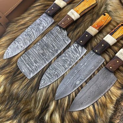 Custom Forged Damascus Chef Knives Set  9 To 13 Kitchen Tools 3
