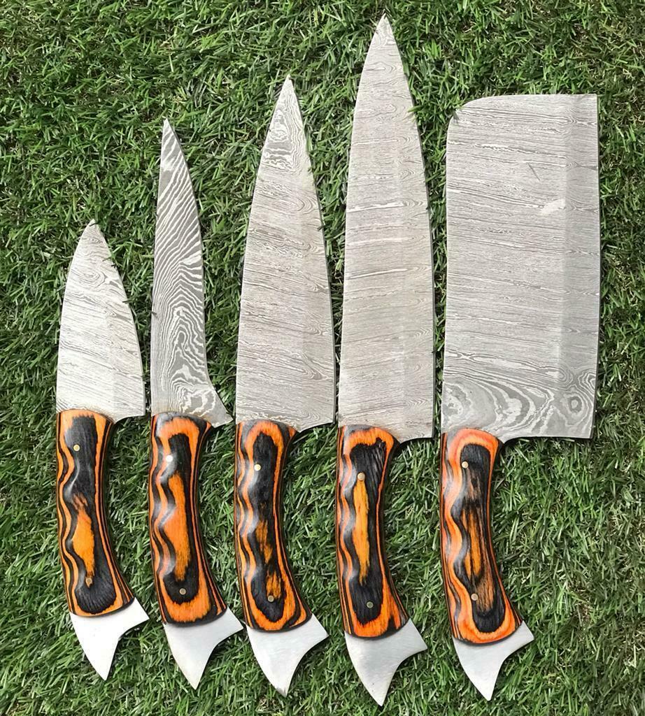 Professional Damascus Steel Chef Knife Collection with Rosewood Grip