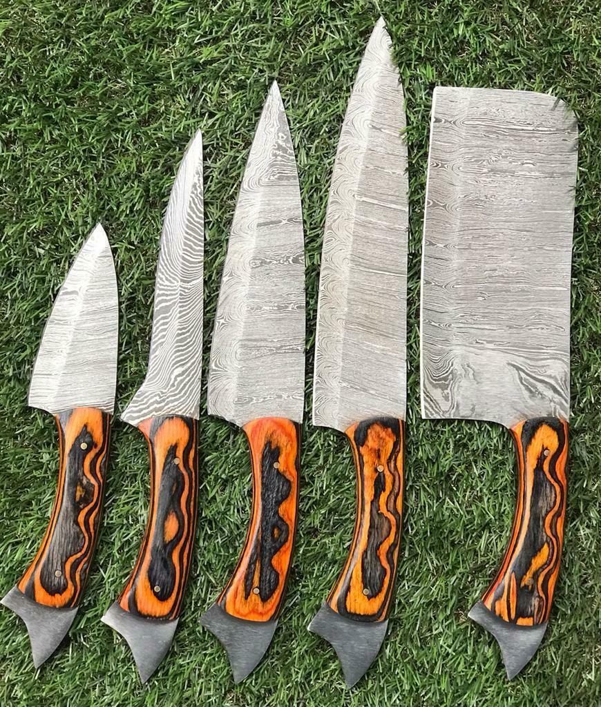 Professional Damascus Steel Chef Knife Collection With Rosewood Grip 2