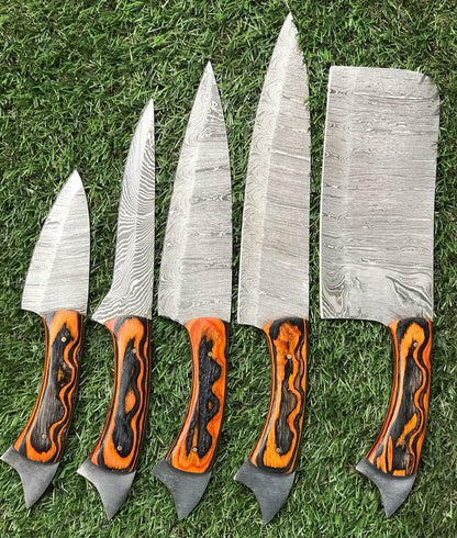 Professional Damascus Steel Chef Knife Collection With Rosewood Grip 2