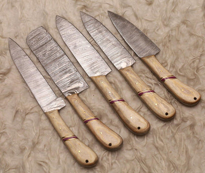 Custom Damascus Steel Chef Knife Set for Professional Kitchens