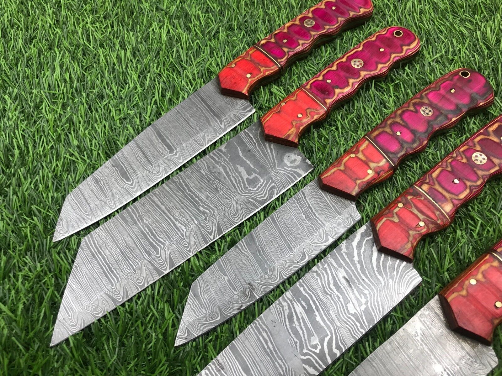 Premium Damascus Chef Knife Collection  Handmade Rosewood Set 2