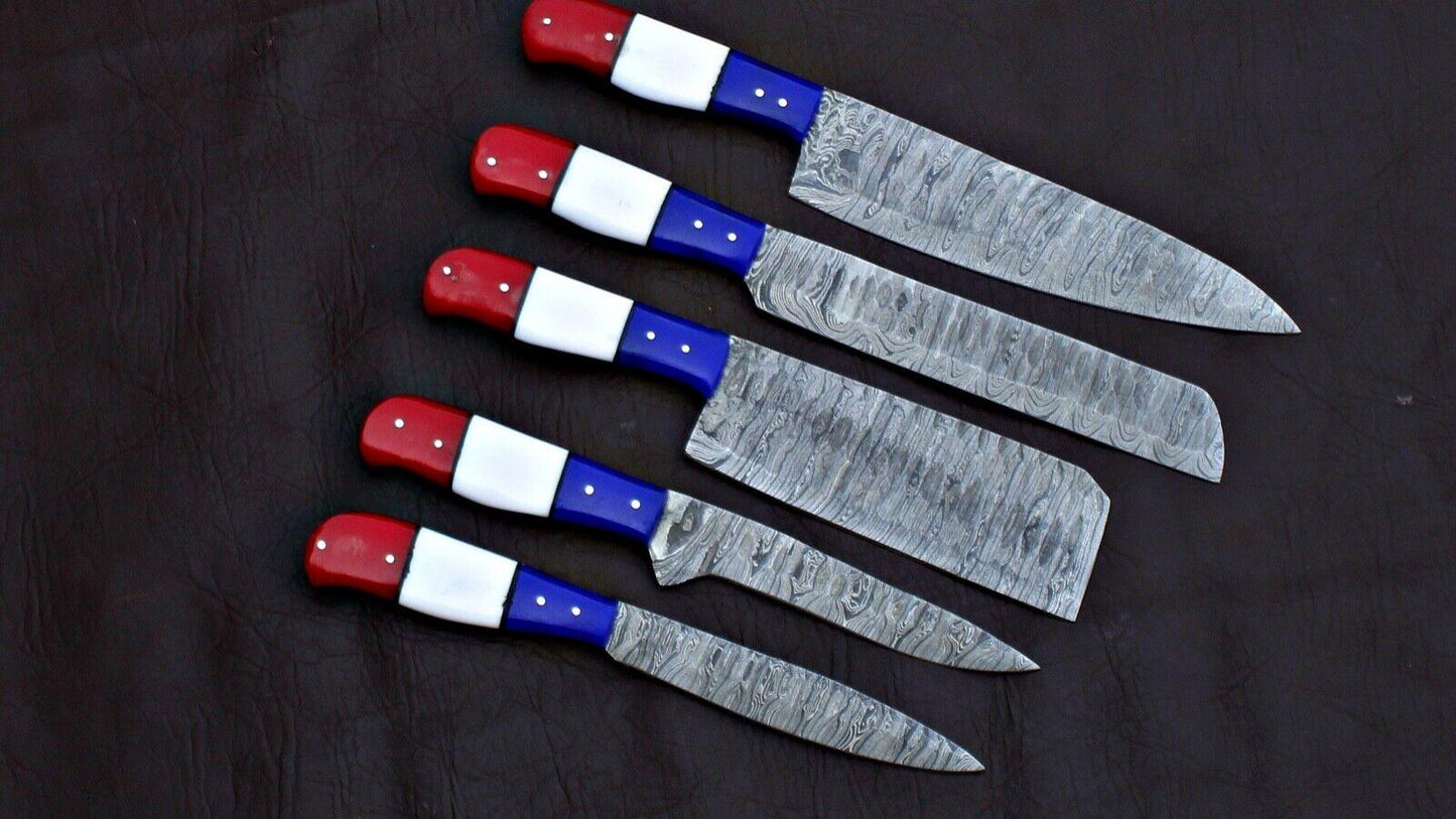 Traditional Handmade Damascus Kitchen Knives  Chef Complete Set 2