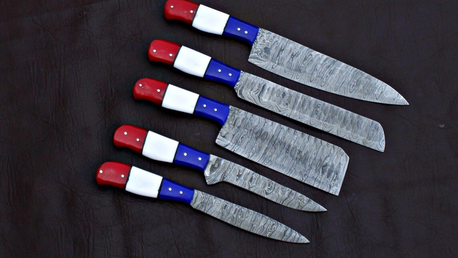 Traditional Handmade Damascus Kitchen Knives  Chef Complete Set 2