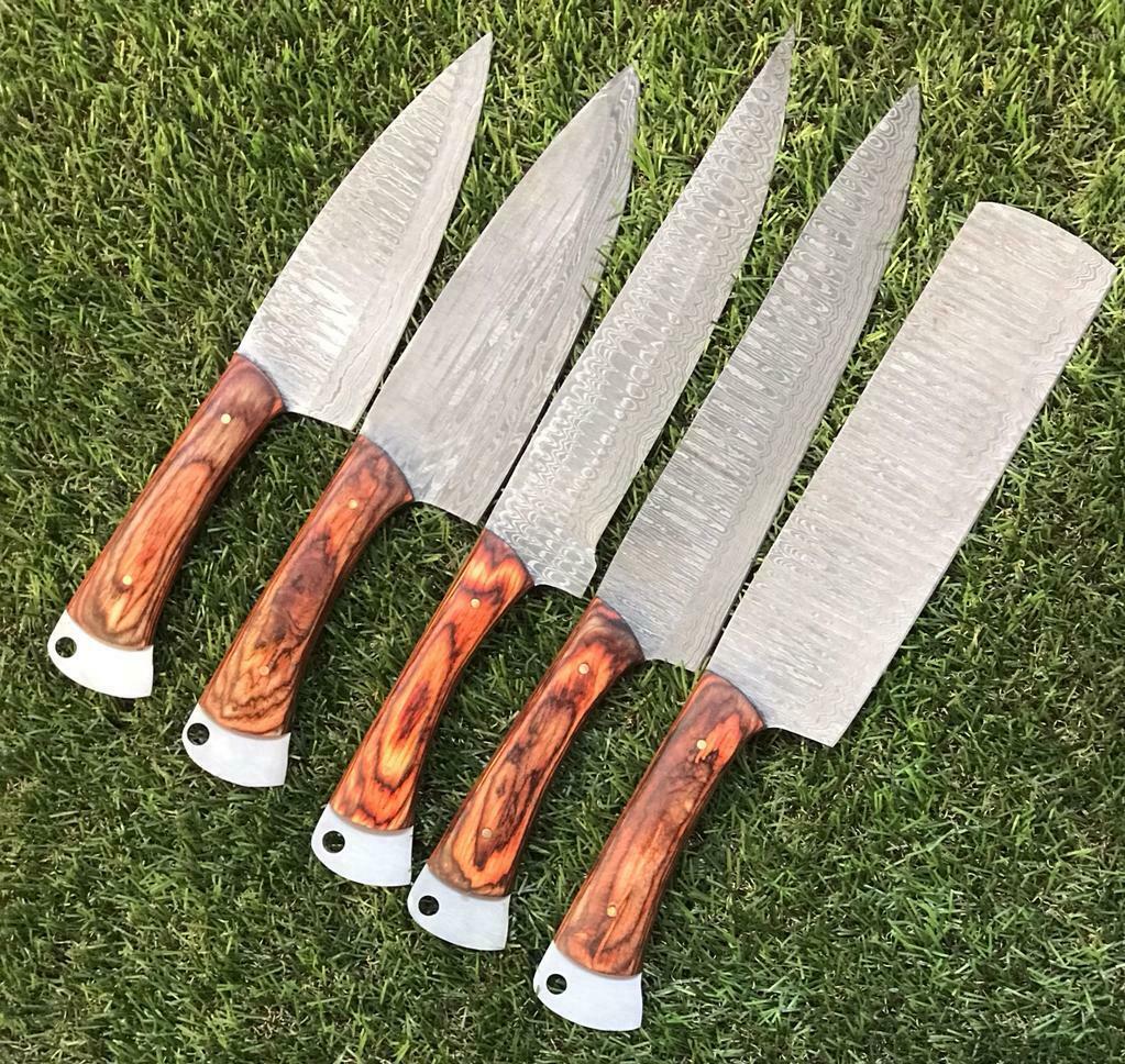Custom Handmade Damascus Chef Knives  Razor Sharp Kitchen Set 2