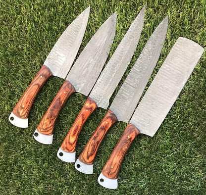 Custom Handmade Damascus Chef Knives  Razor Sharp Kitchen Set 2