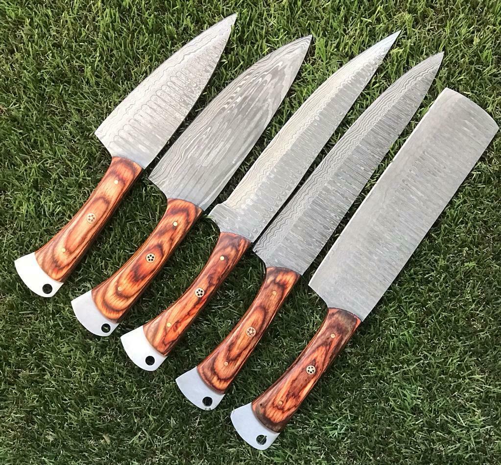 Custom Handmade Damascus Chef Knives – Razor Sharp Kitchen Set