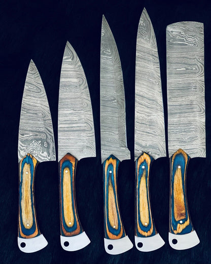 Twist Pattern Damascus Chef Knife Set – Professional Handmade Knives