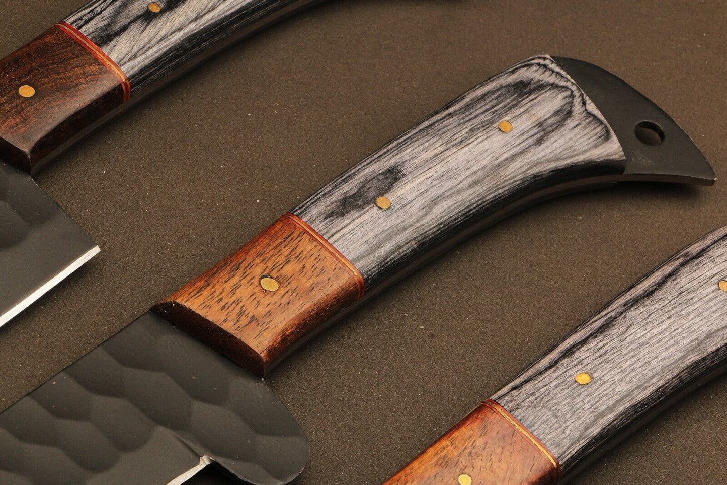 Rosewood Handle Damascus Steel Knives  Handmade Chef Set 3