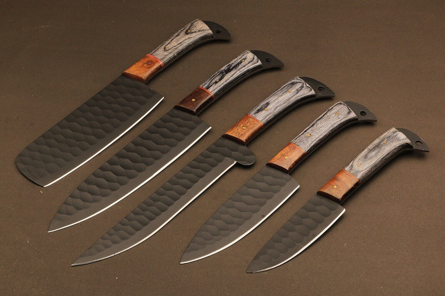 Rosewood Handle Damascus Steel Knives  Handmade Chef Set 1