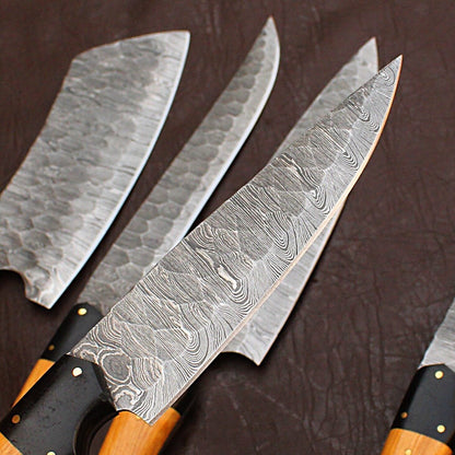 Custom Forged Damascus Knife Set For Cooking Chefs  BBQ 4