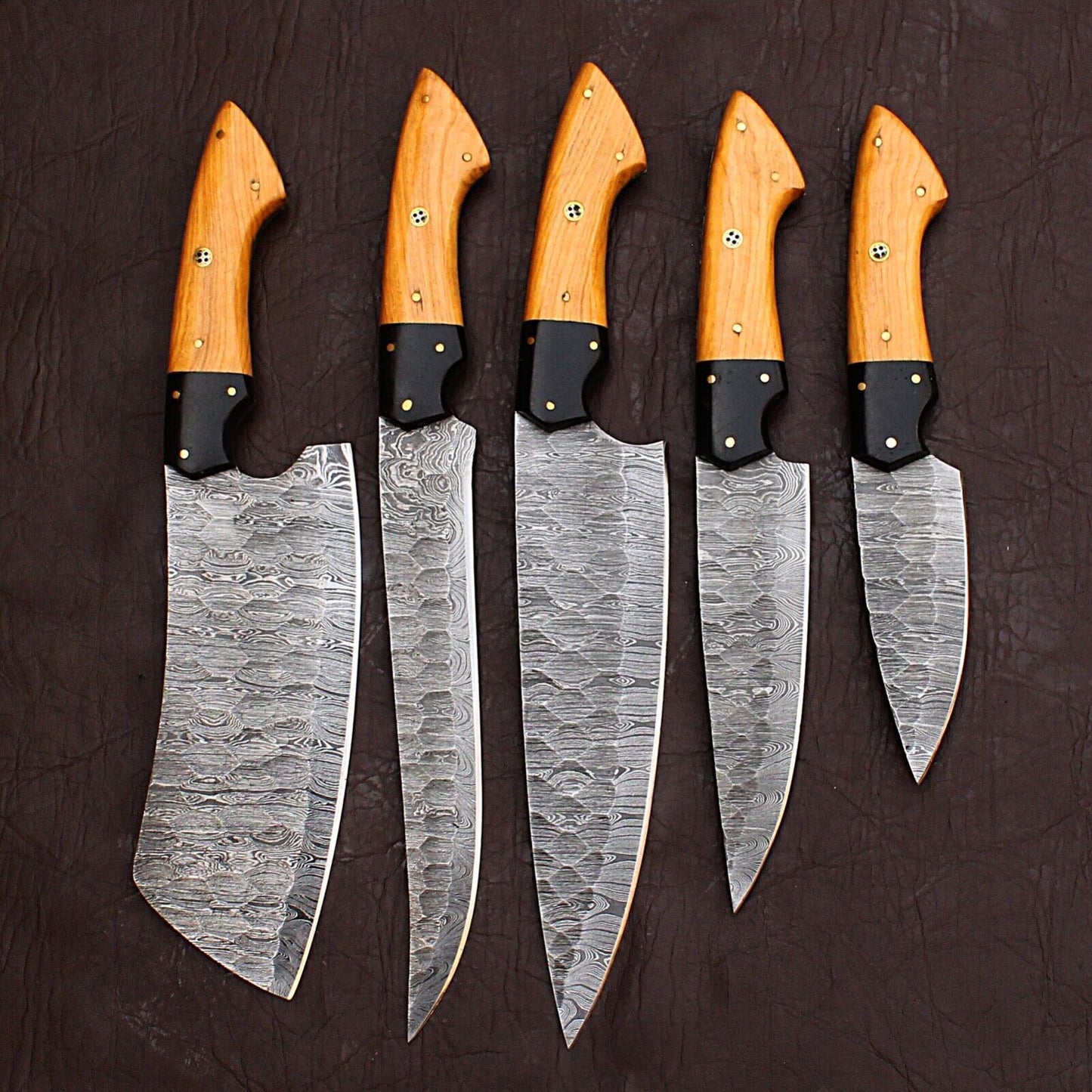 Custom Forged Damascus Knife Set For Cooking Chefs  BBQ 1