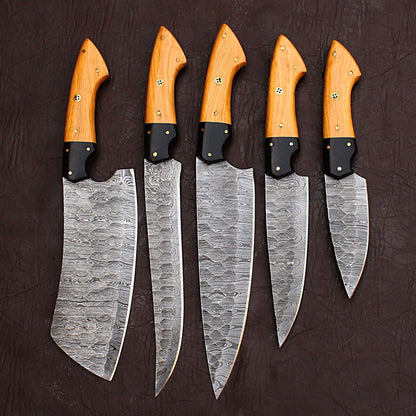Custom Forged Damascus Knife Set For Cooking Chefs  BBQ 1