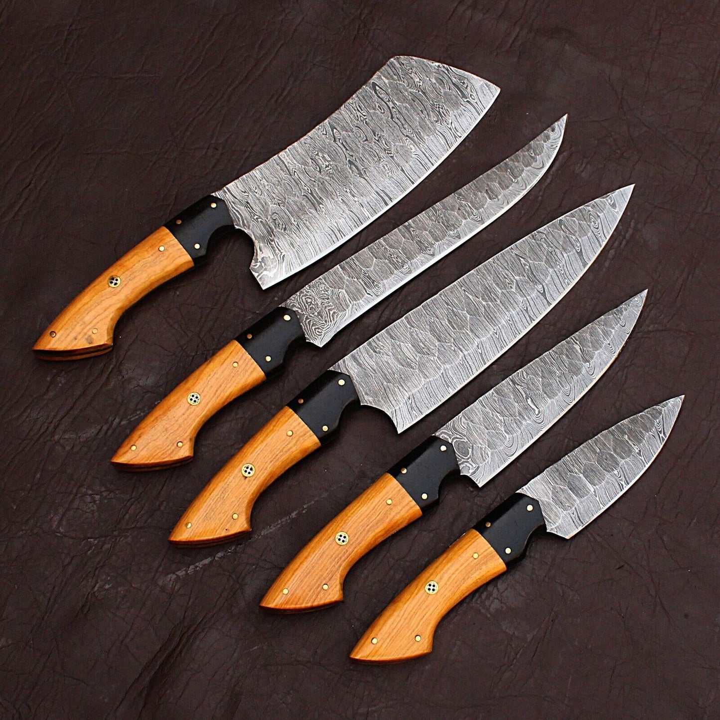 Custom Forged Damascus Knife Set For Cooking Chefs  BBQ 2