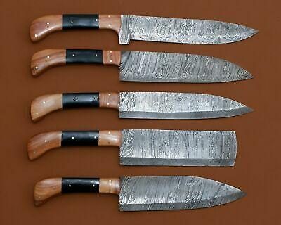 Handcrafted Damascus Steel Chef Knife Set – Elegant Rosewood Design
