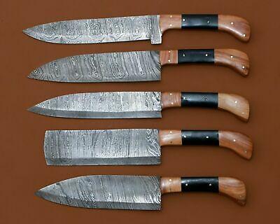 Handcrafted Damascus Steel Chef Knife Set  Elegant Rosewood Design 1
