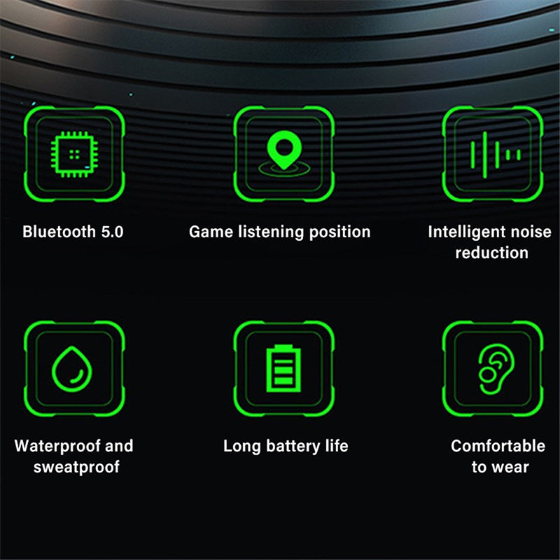 Gaming Wireless Bluetooth Earphones, In-Ear Headphones, Noise-Cancelling Airbuds, iOS and Android Universal