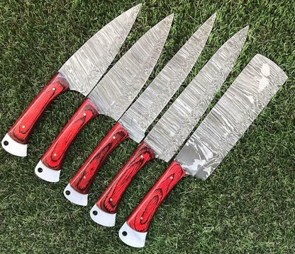 Unique Handmade Damascus Kitchen Knives  Premium Chef Set 2