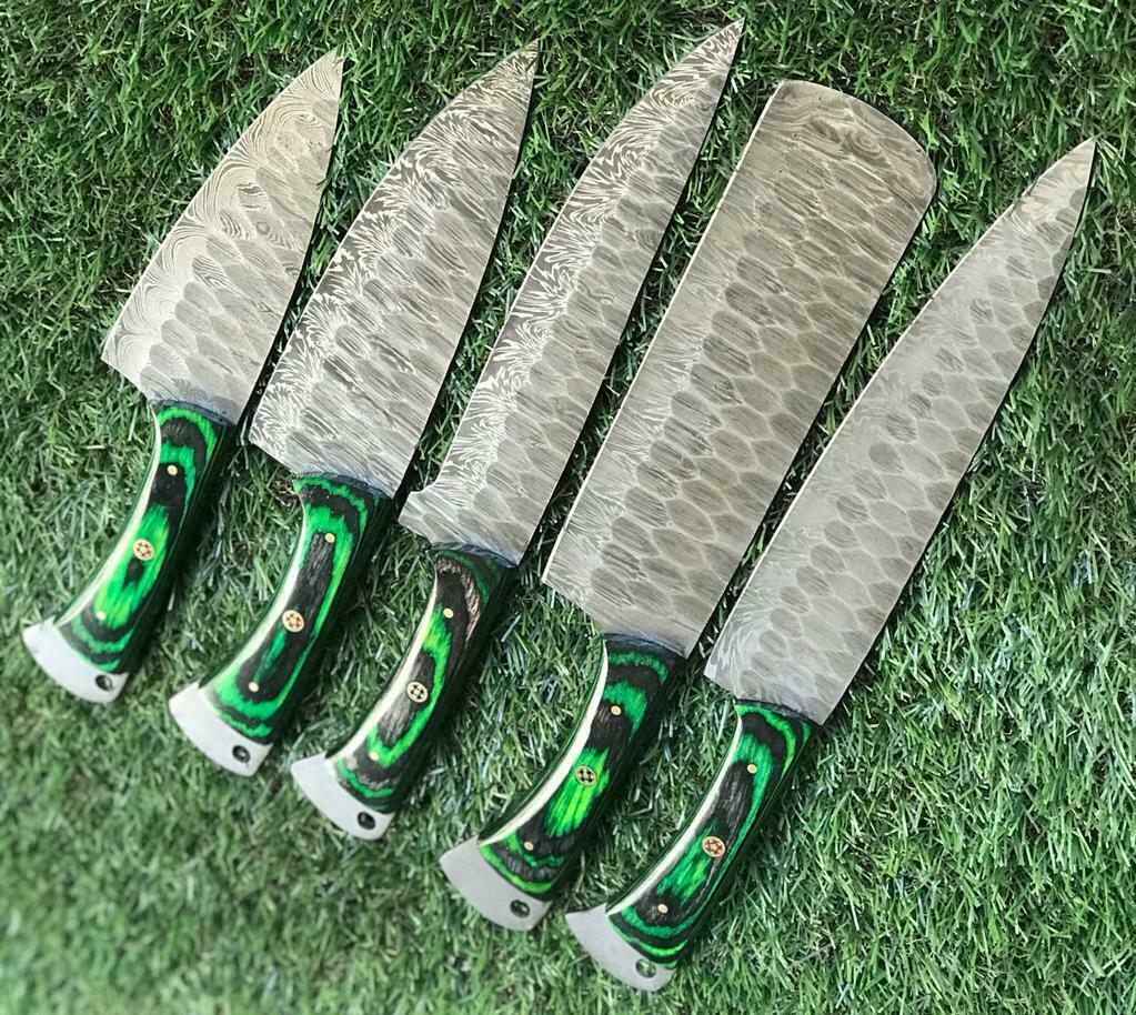 HandForged Damascus Chef Knives Set  Durable Rosewood Handle 3