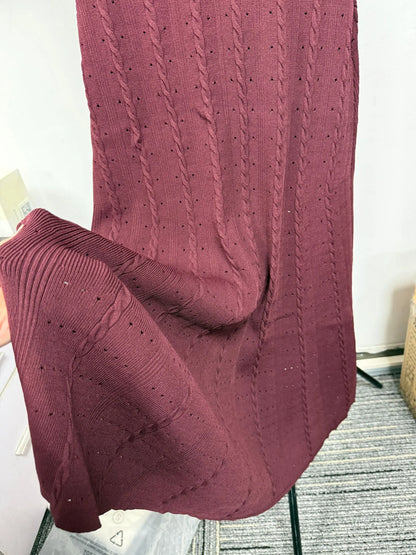 Elegant Lady Summer Dress, Women O Neck Long Robe, White Knit Thread, Ruffled Sleeve, Slim Mid Length, Single Breasted