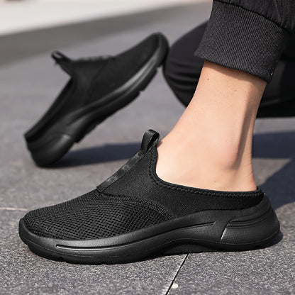 Breathable Men Flat Slip-On Half Slippers Running Shoes, Comfortable Sport Shoes Lightweight Walking Sneakers