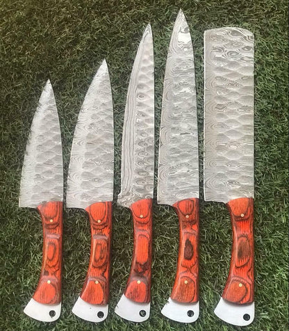 Damascus Steel Chef Knife Set – Hand Forged Professional Cutlery