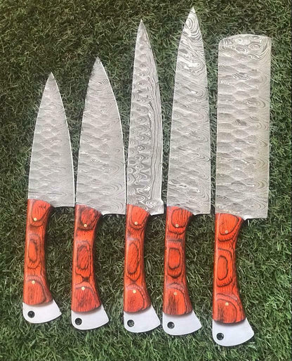 Damascus Steel Chef Knife Set  Hand Forged Professional Cutlery 1