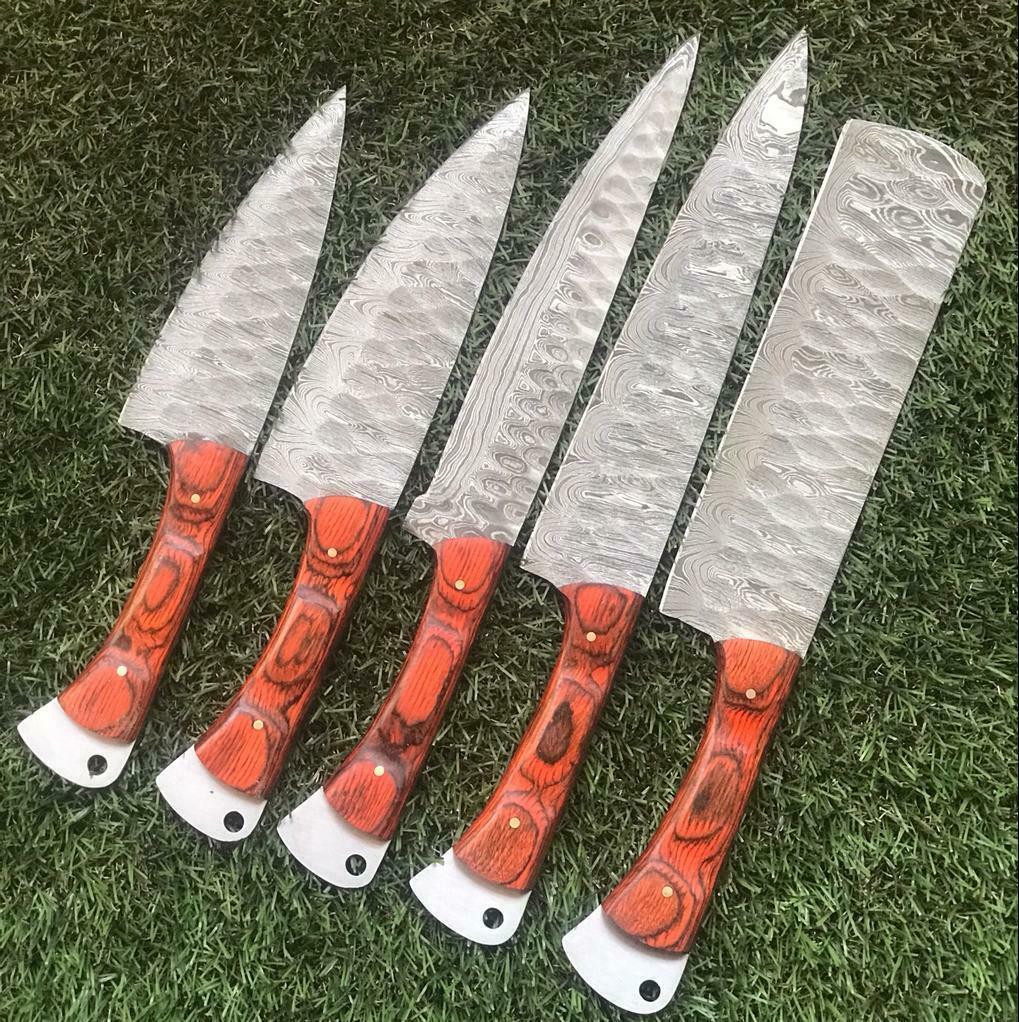 Damascus Steel Chef Knife Set  Hand Forged Professional Cutlery 2