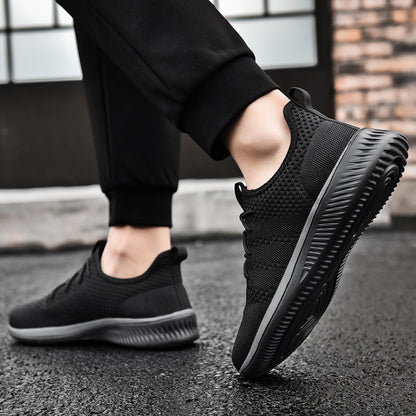 Fashion Men Casual Shoes Breathable Walking Mesh Flat Sneakers for Men Gym Style Black Vulcanized Male Footwear