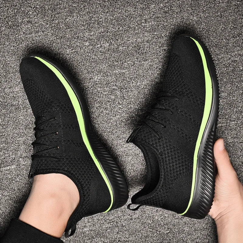 Fashion Men Casual Shoes Breathable Walking Mesh Flat Sneakers For Men Gym Style Black Vulcanized M 3