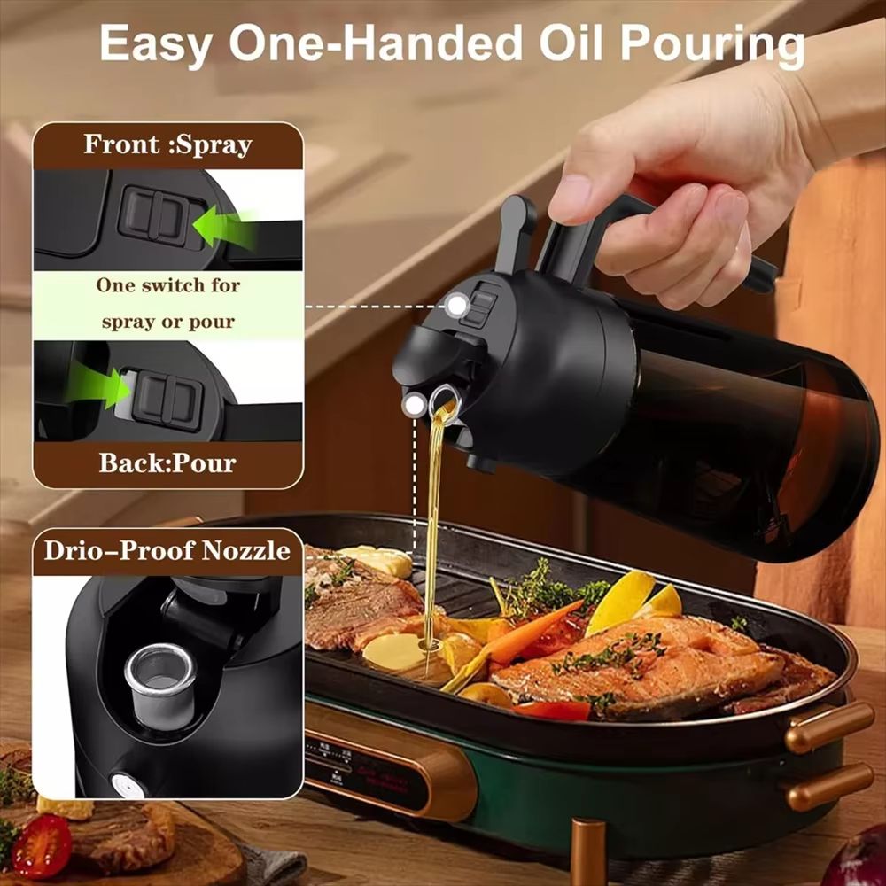 2in1 Glass Oil Dispenser And Sprayer  16oz Leakproof Olive Oil Bottle For Cooking Air Fryer BBQ  Ba 3