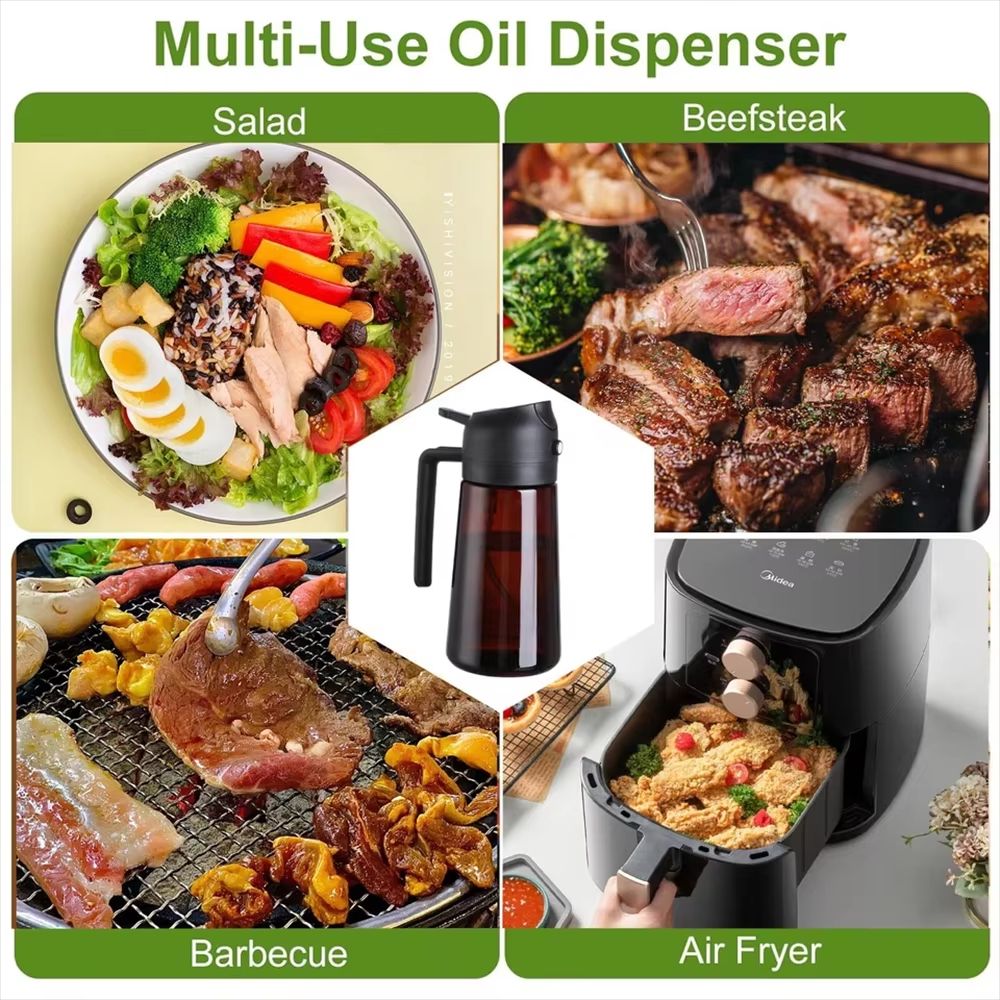 2in1 Glass Oil Dispenser And Sprayer  16oz Leakproof Olive Oil Bottle For Cooking Air Fryer BBQ  Ba 5