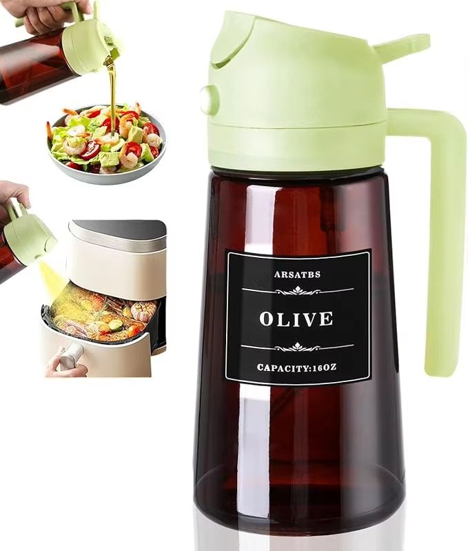 2in1 Glass Oil Dispenser And Sprayer  16oz Leakproof Olive Oil Bottle For Cooking Air Fryer BBQ  Ba 7