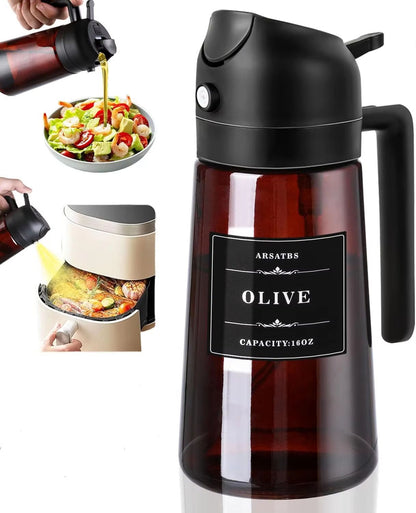 2in1 Glass Oil Dispenser And Sprayer  16oz Leakproof Olive Oil Bottle For Cooking Air Fryer BBQ  Ba 8