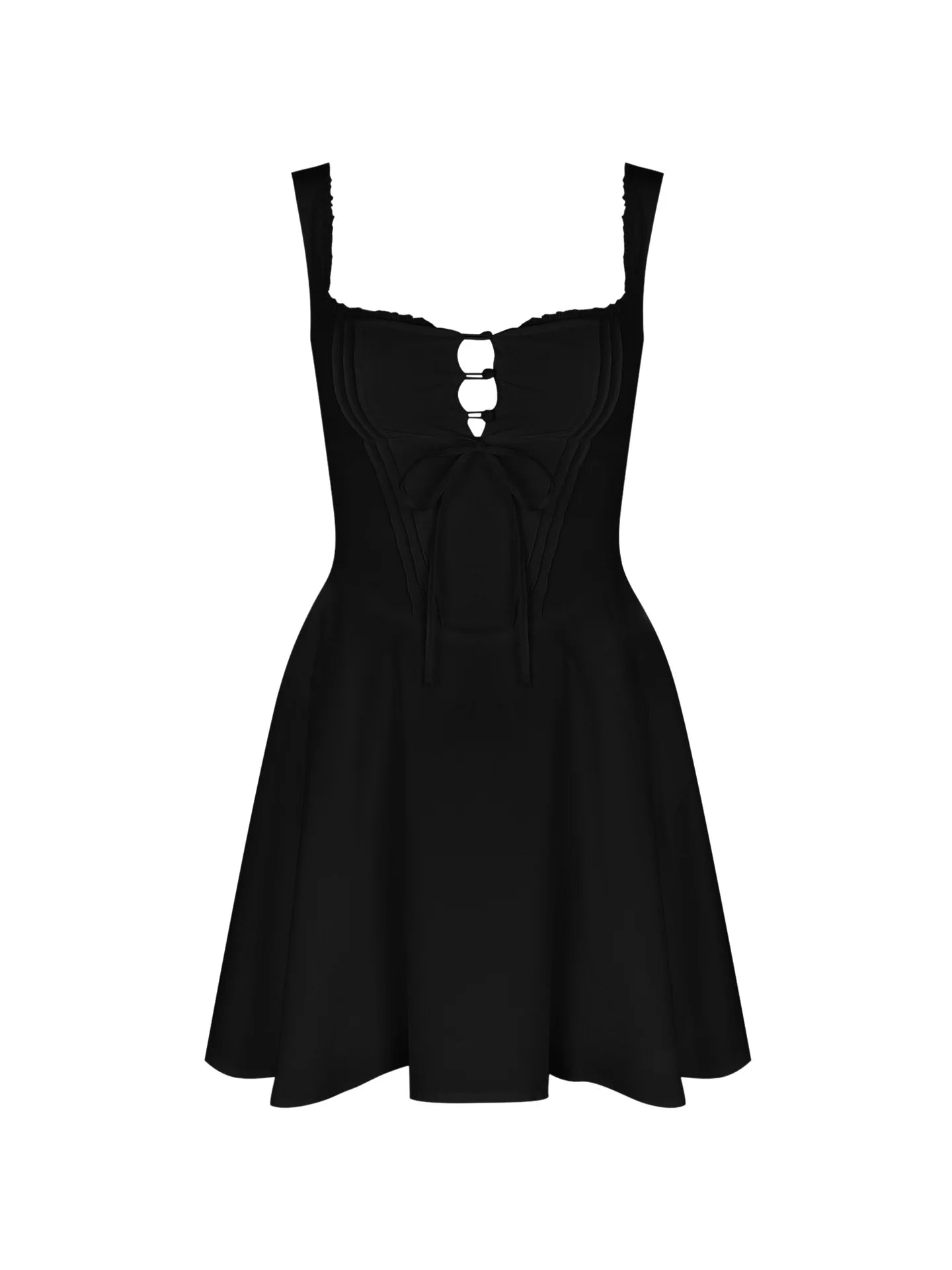 Elegant Holiday Dress, Sexy Yellow A Line Dress with Lace Up, Hollow Out Summer Party Dress for Women
