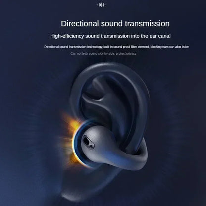 T75 Bluetooth 5.3 Wireless Bone Conduction Headphones, Clip Ear Noise Canceling Headset, HD Call Music Sports Gaming Ear