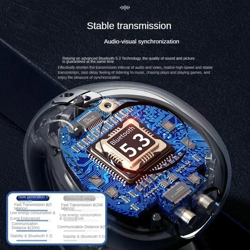 T75 Bluetooth 5.3 Wireless Bone Conduction Headphones, Clip Ear Noise Canceling Headset, HD Call Music Sports Gaming Ear