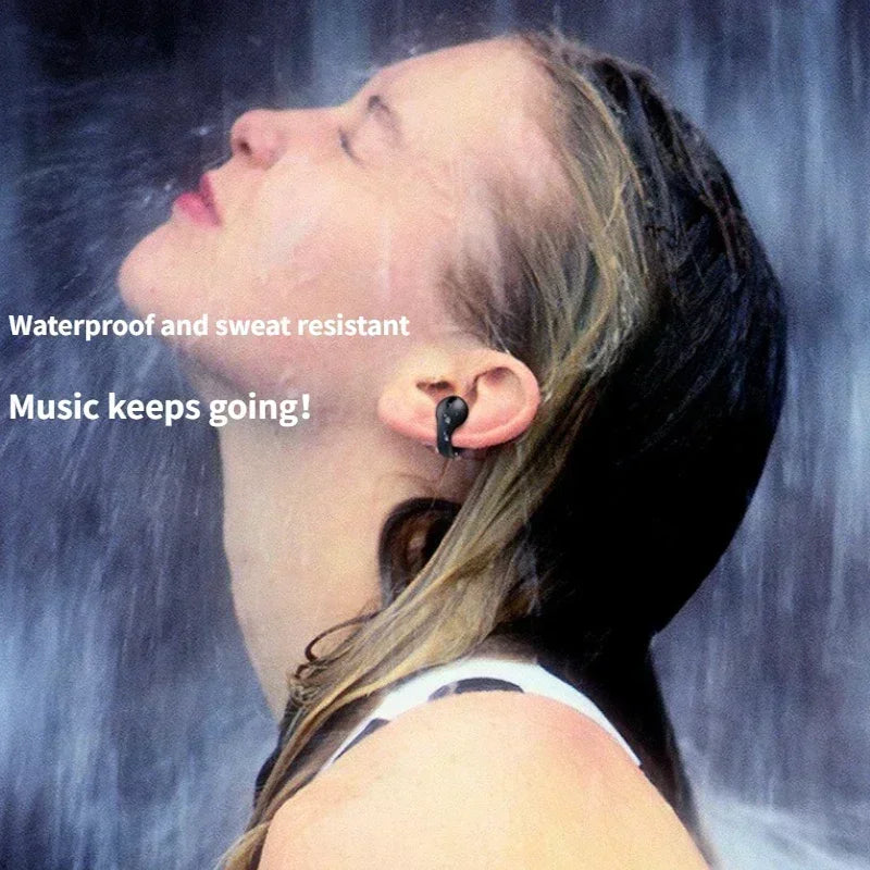 T75 Bluetooth 5.3 Wireless Bone Conduction Headphones, Clip Ear Noise Canceling Headset, HD Call Music Sports Gaming Ear