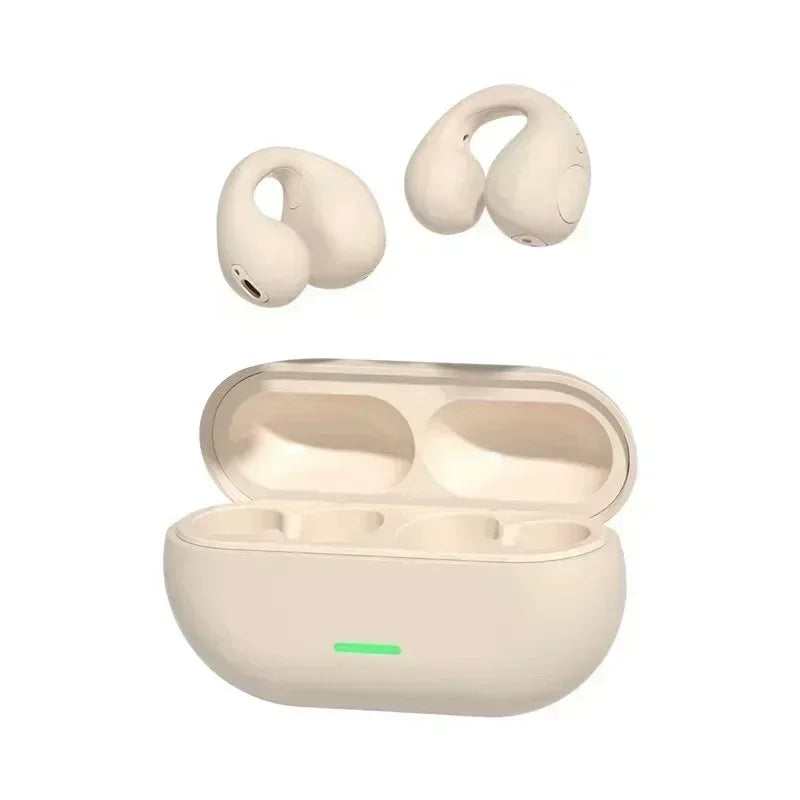T75 Bluetooth 5.3 Wireless Bone Conduction Headphones, Clip Ear Noise Canceling Headset, HD Call Music Sports Gaming Ear