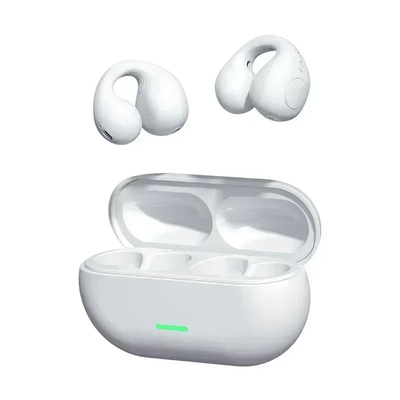 T75 Bluetooth 5.3 Wireless Bone Conduction Headphones, Clip Ear Noise Canceling Headset, HD Call Music Sports Gaming Ear